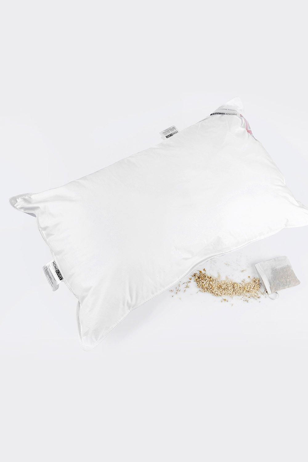 Homescapes Goose Feather & Down Camomile Pillow with Dried Camomile Insert image 1