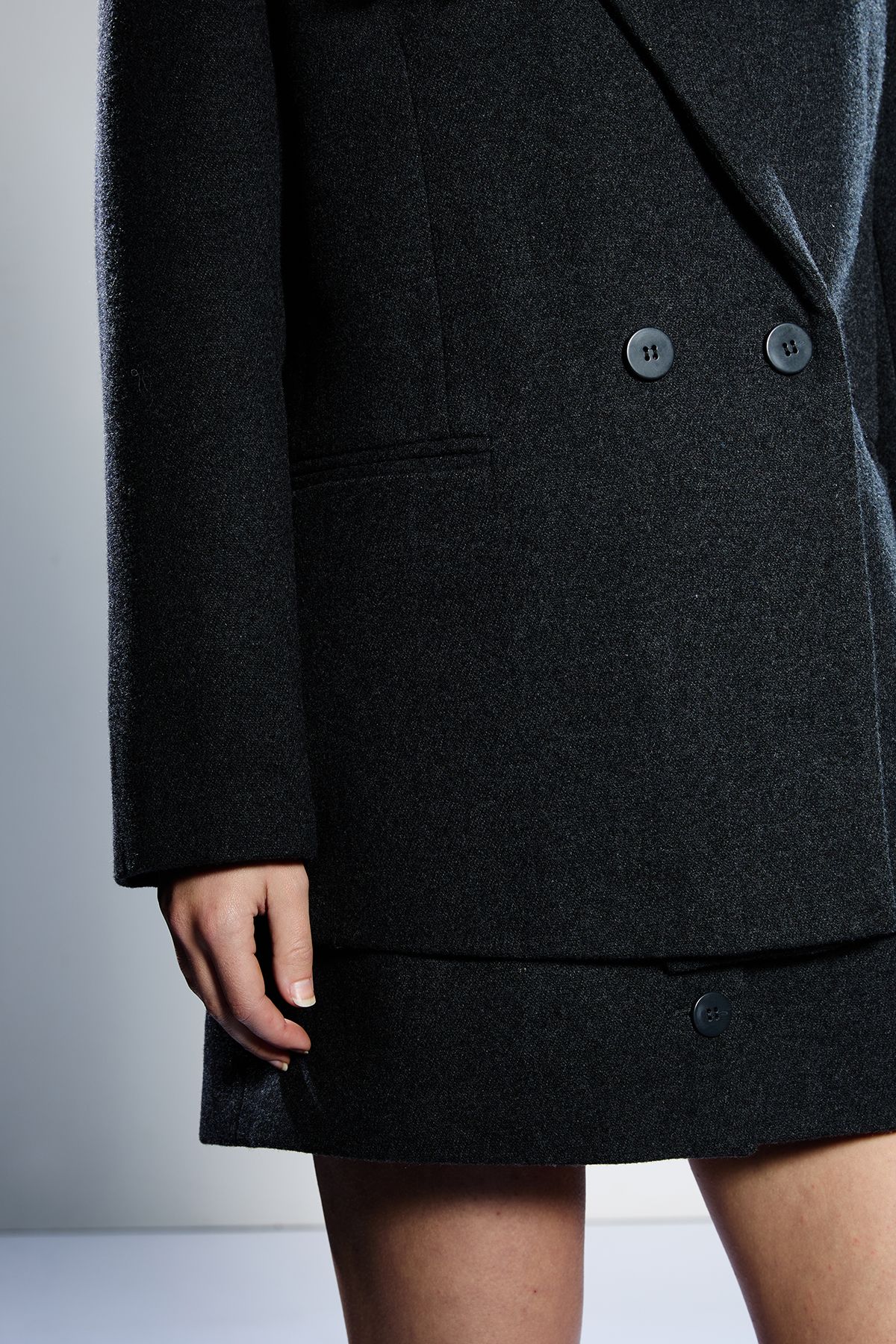 RUNWAY 1.8.1.8 Runway 1.8.1.8 Wool Mix Double Breasted Blazer Charcoal image 4