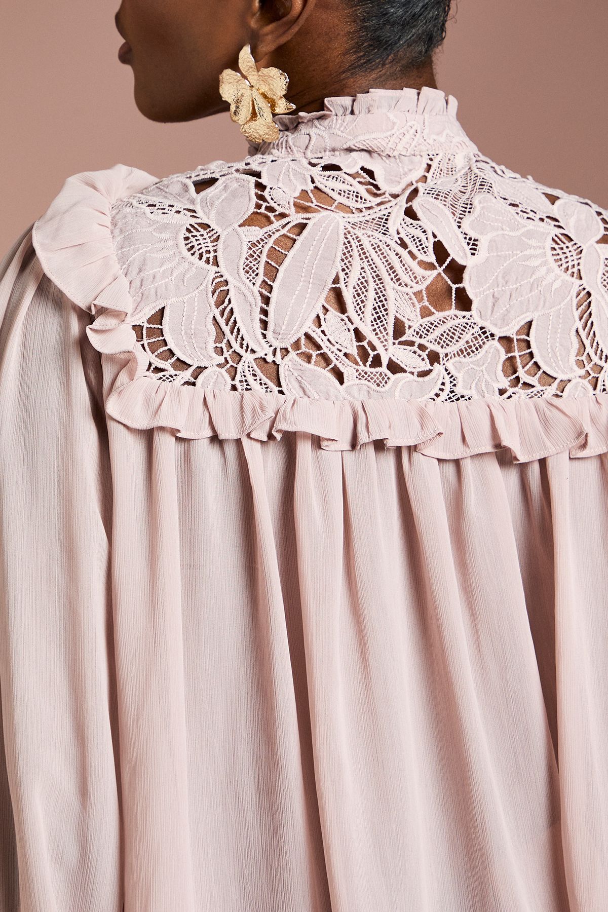 Coast Lace Trim Georgette Blouse Blush image 5