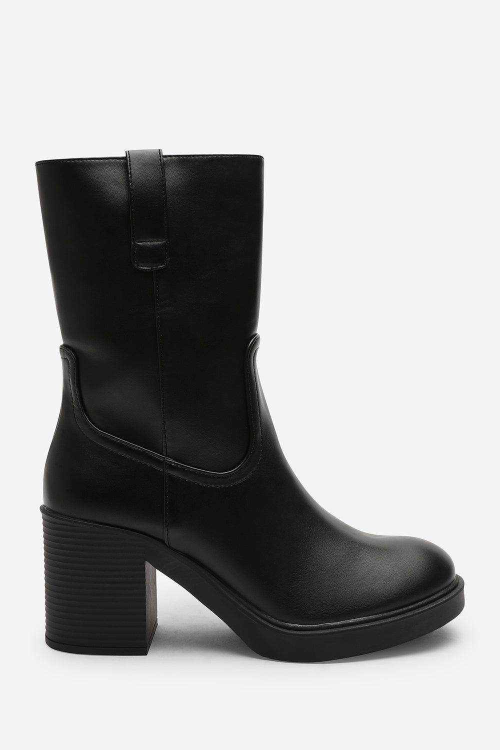 Where's That From 'Windy' Mid Calf Block Heel Boots with Side Zip Detail image 2