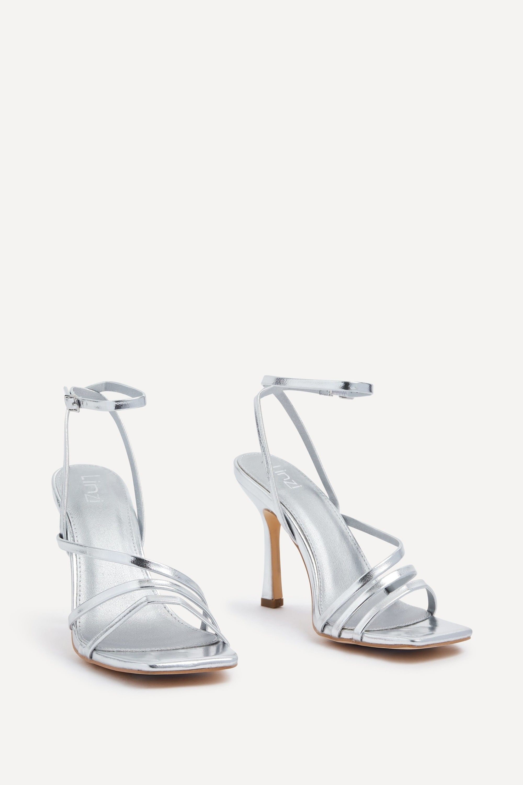Linzi Scarlett Silver Faux Leather Strappy Heel Sandal image 3
