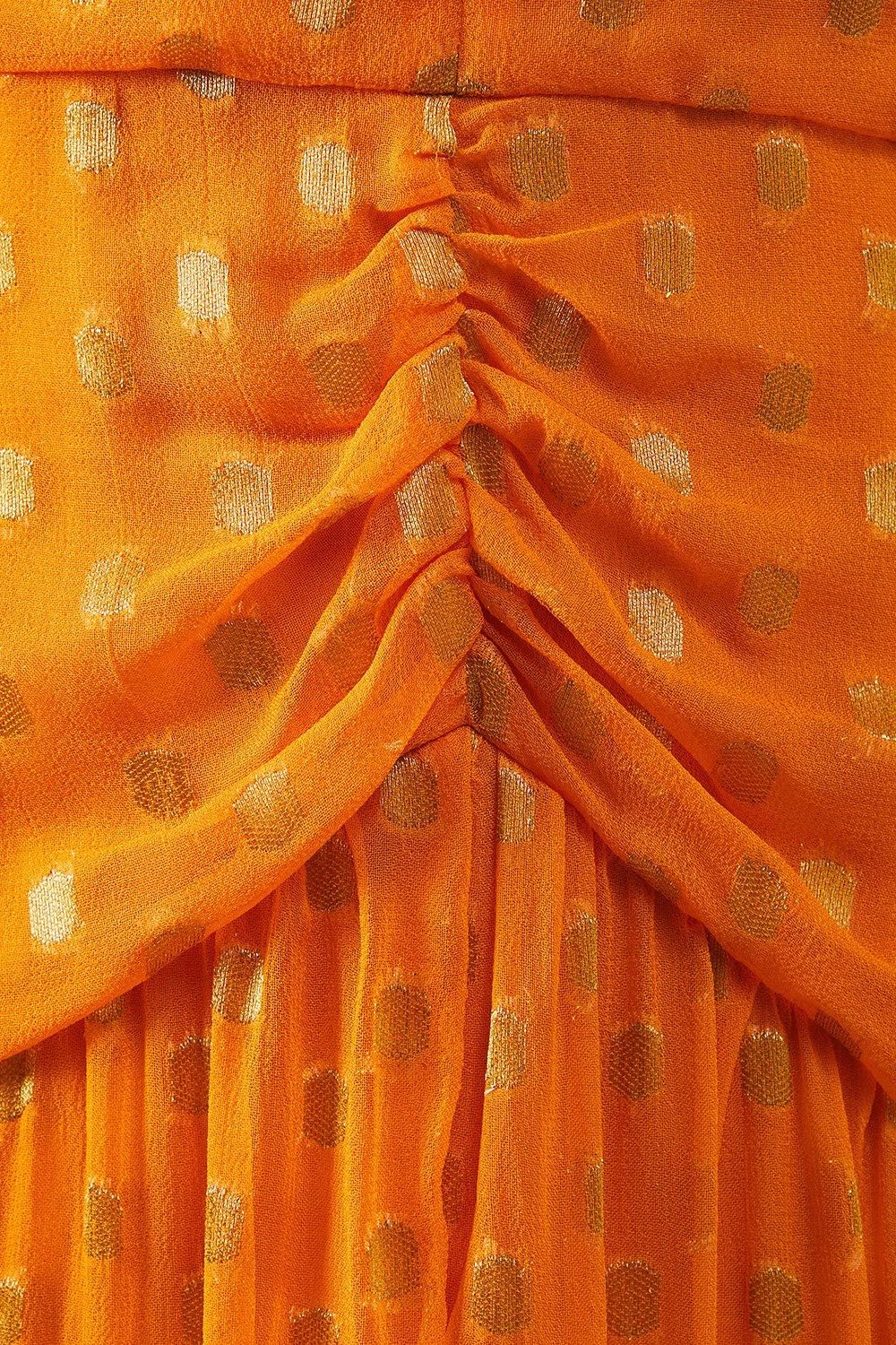 Warehouse Metallic V Plunge Kimono Sleeve Maxi Dress Orange image 6