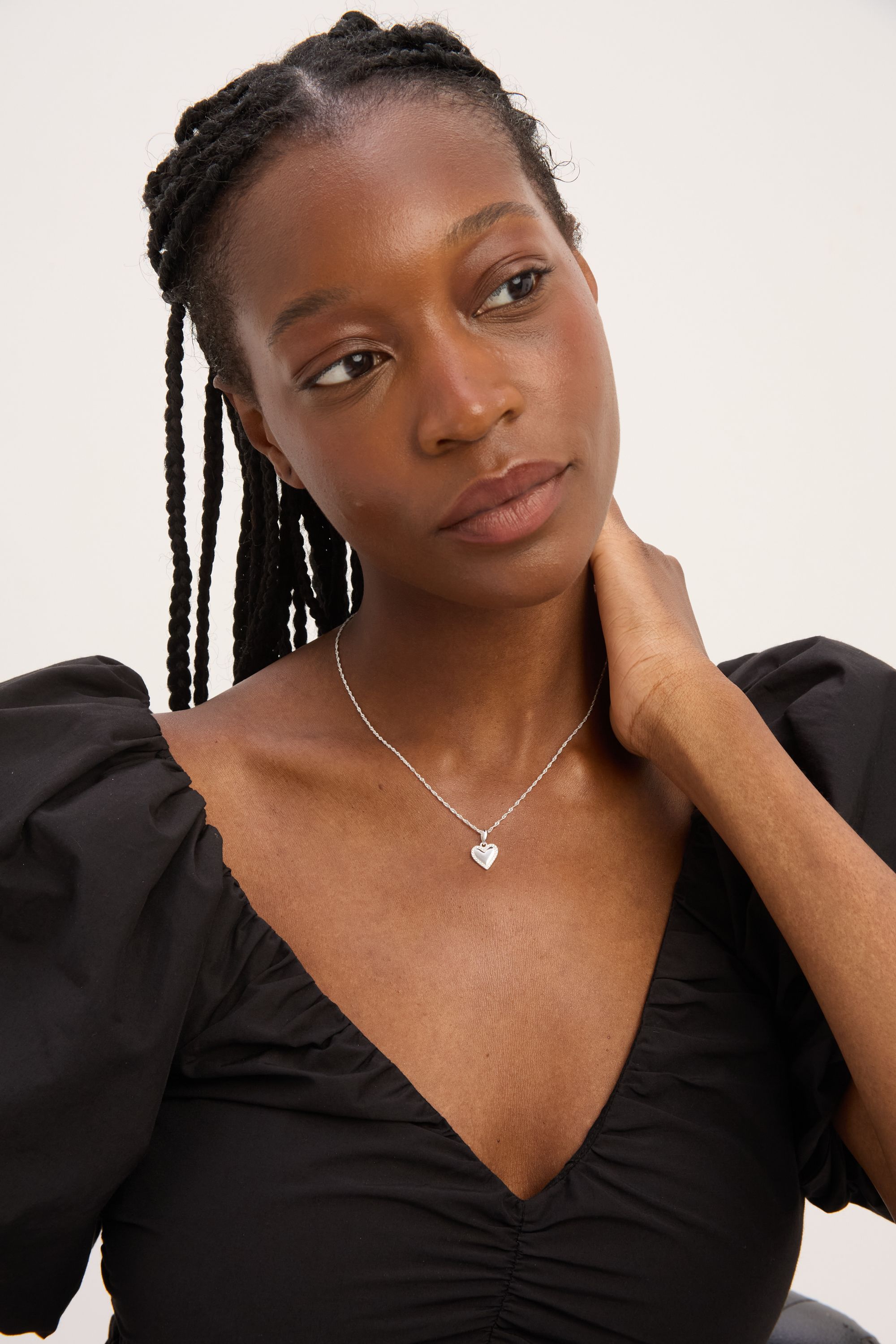 Simply Silver Sterling Silver 925 Polished and Pave Heart Pendant image 2