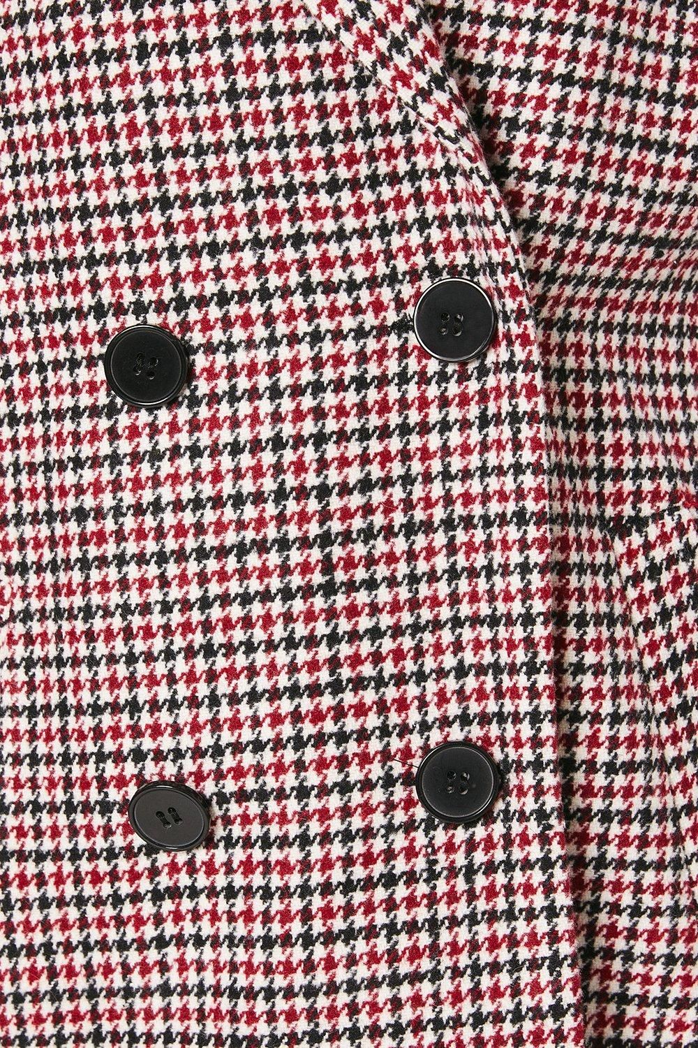 Dorothy Perkins Check Double Breasted Blazer Coat Red image 5