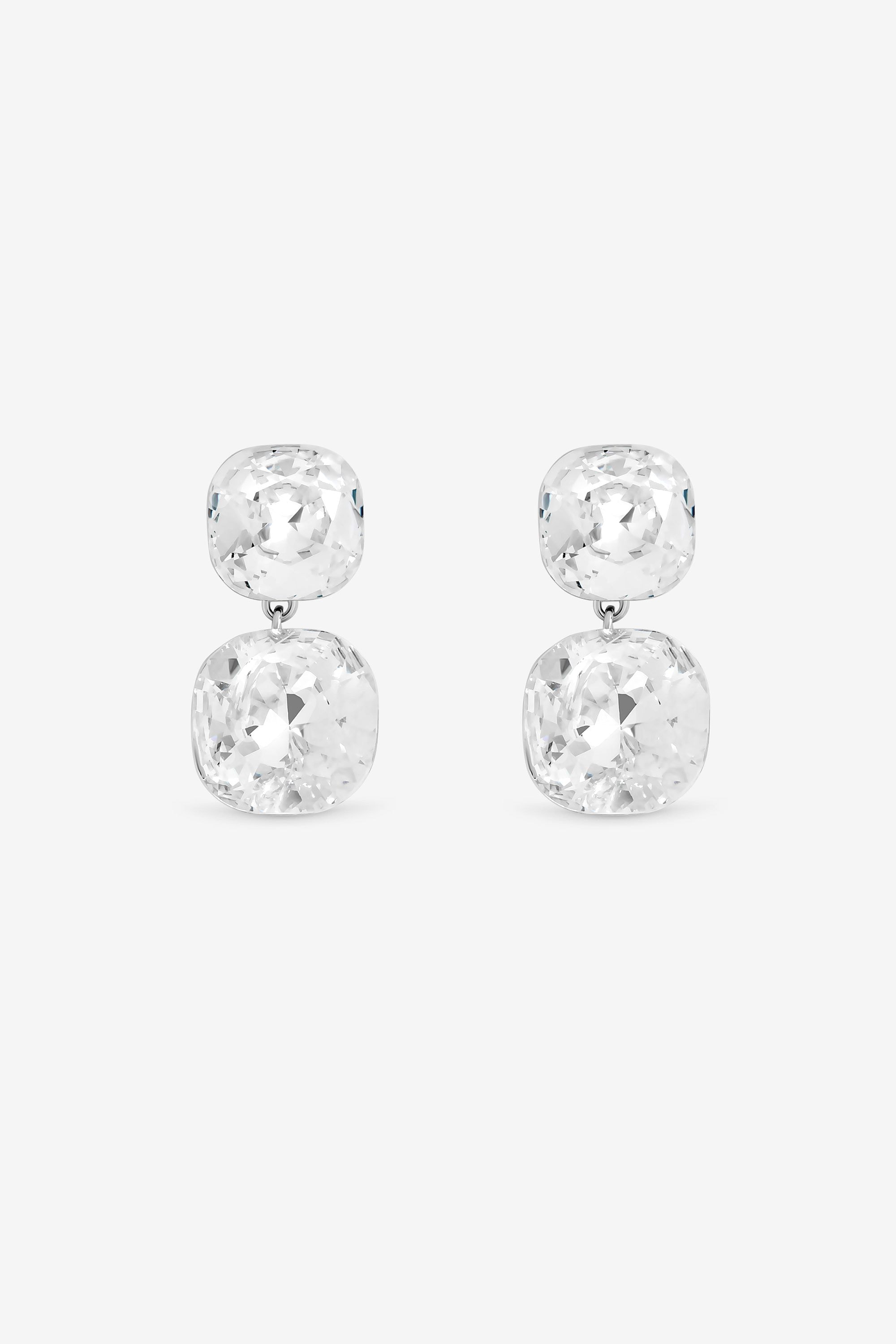 Jon Richard Rhodium Plated Crystal Statement Stone Drop Earrings image 1