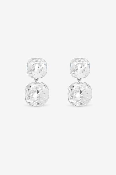 Jon Richard Rhodium Plated Crystal Statement Stone Drop Earrings