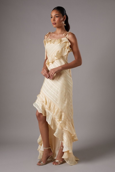Coast Ruffled Asymmetric Maxi Dress Yellow