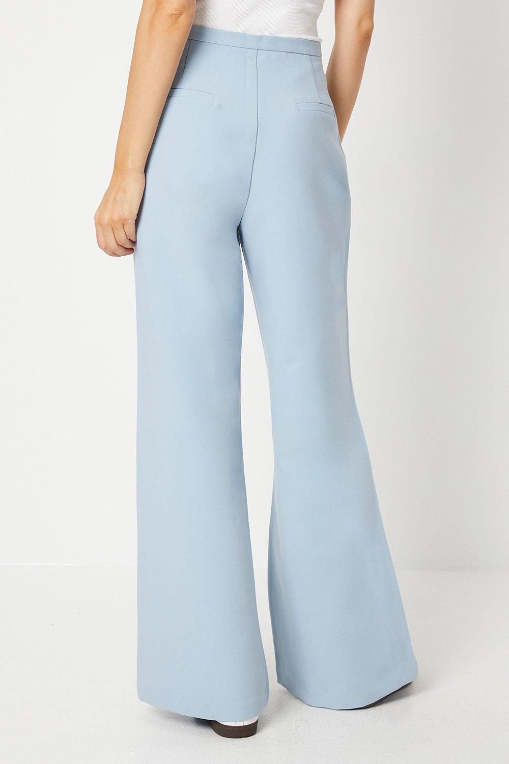 Dorothy Perkins High Waisted Wide Leg Welt Pocket Trouser Blue image 3