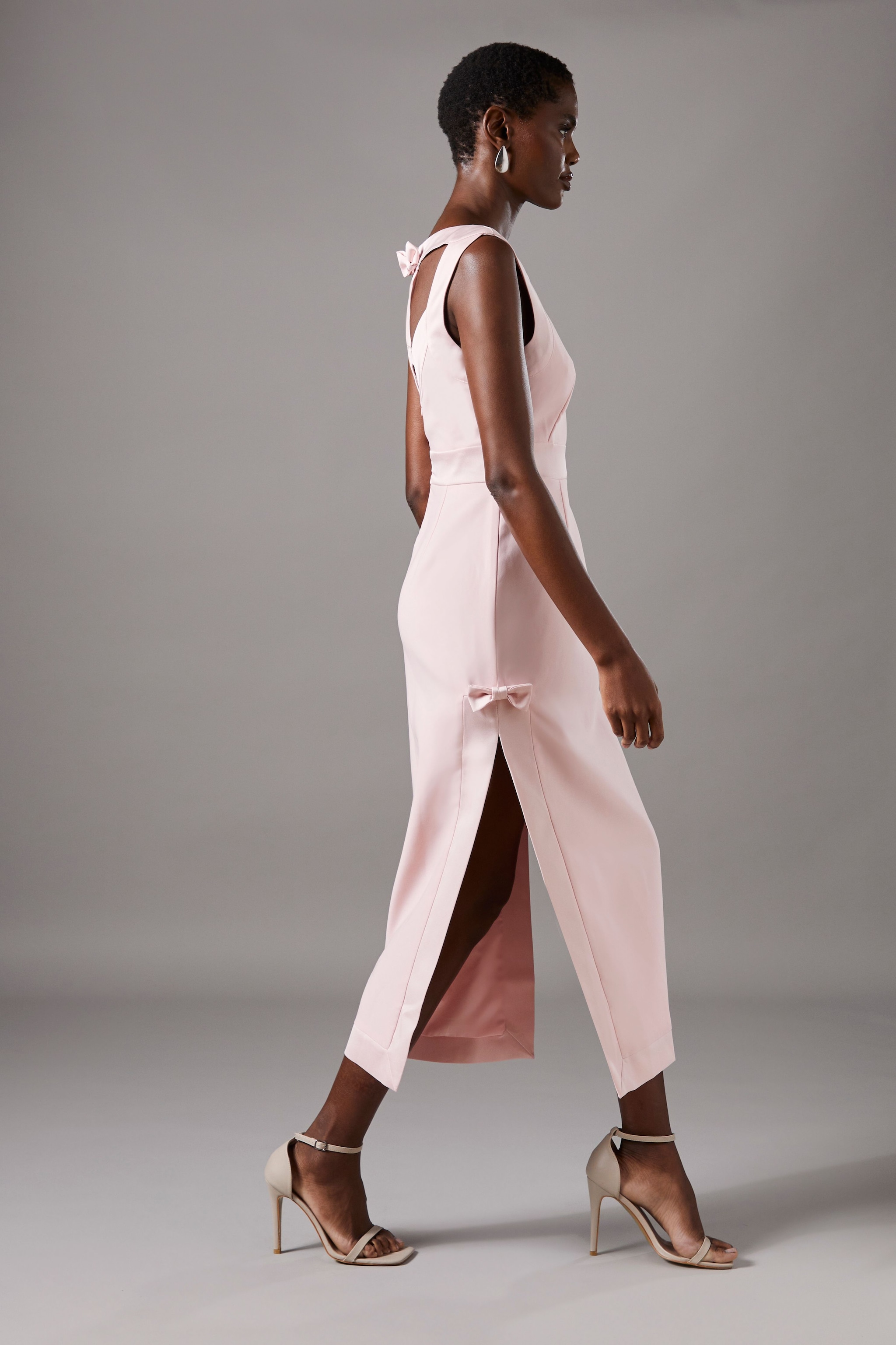 Coast Bow Detail Round Neck Midaxi Dress Pink image 2