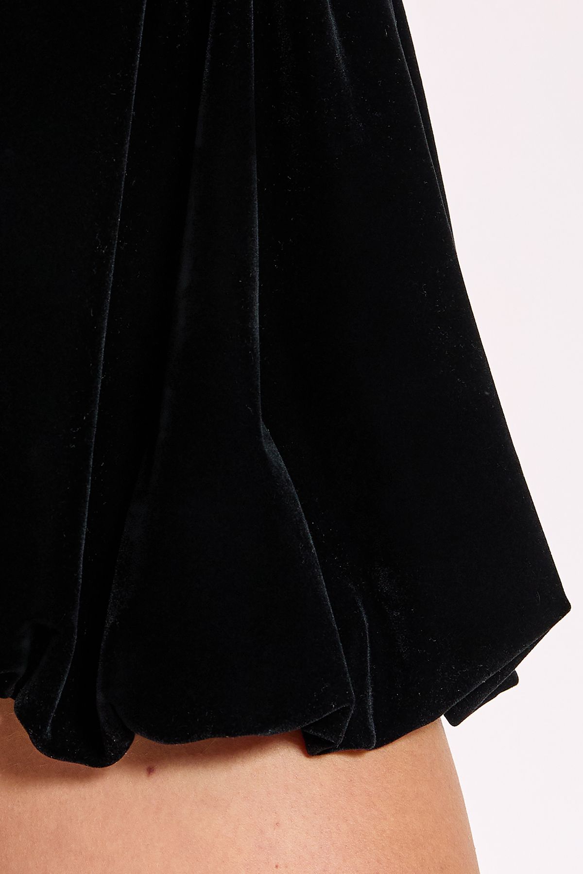 NastyGal Velvet Bubble Hem Shorts Black image 5