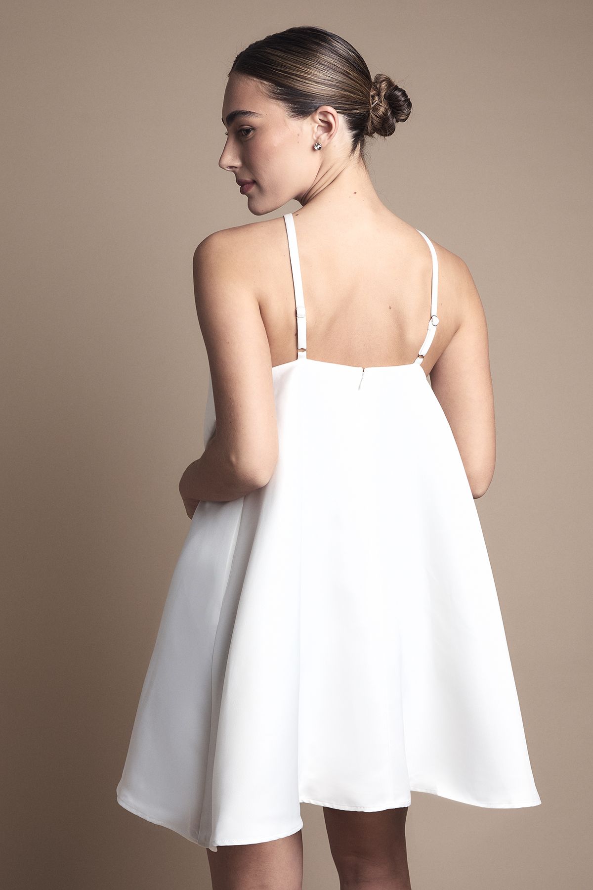 Coast Strappy Bow Detail Voluminous Mini Wedding Dress Ivory image 4
