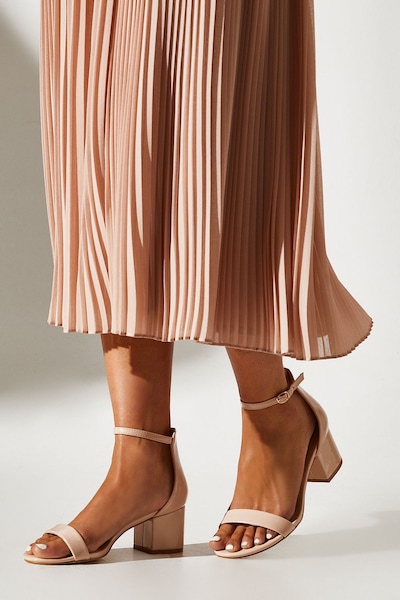 Coast Wide Fit Thelma Faux Leather Medium Block Heel Sandals Blush