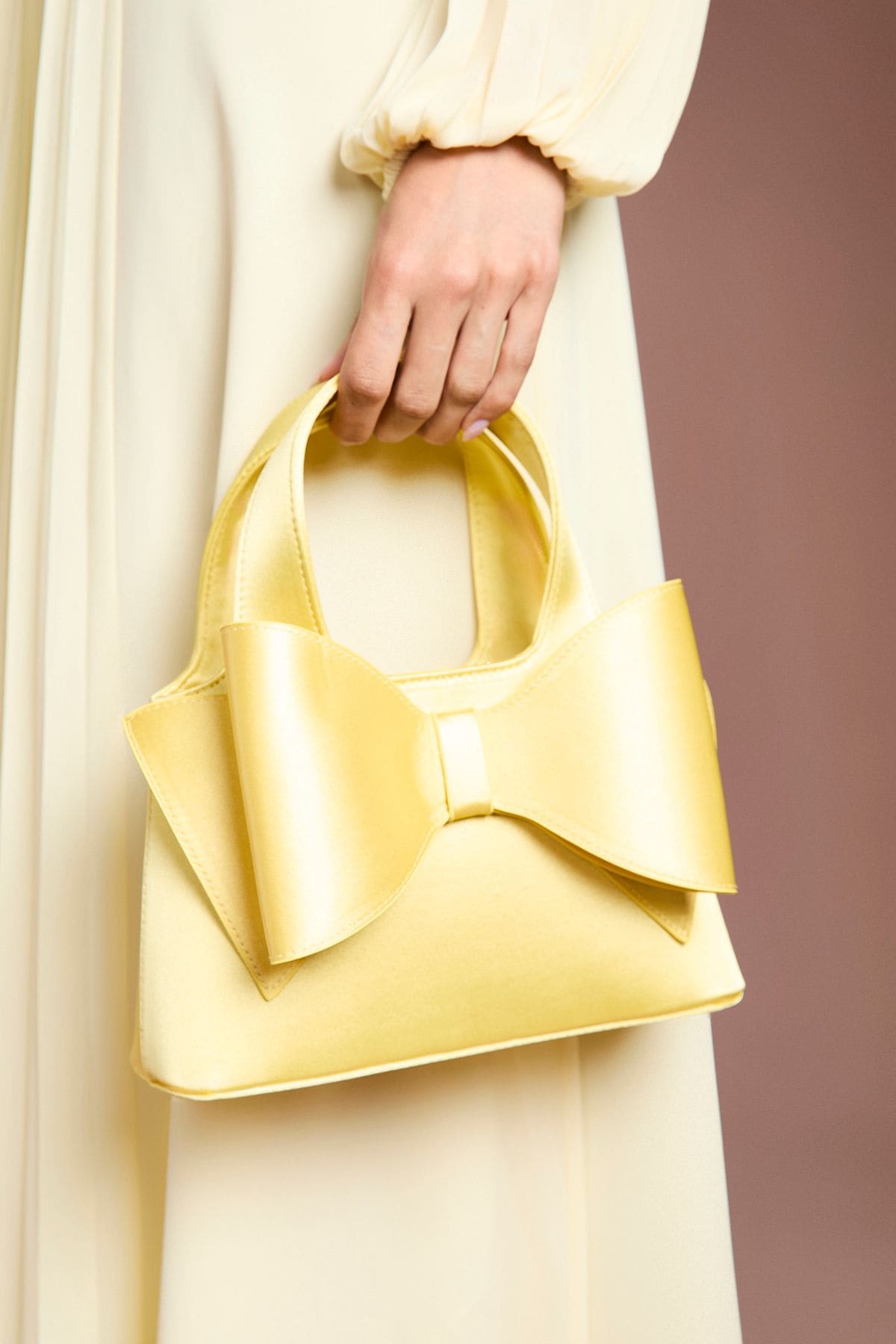 Coast Olivia Satin Bow Detail Grab Bag With Crossbody Strap Yellow