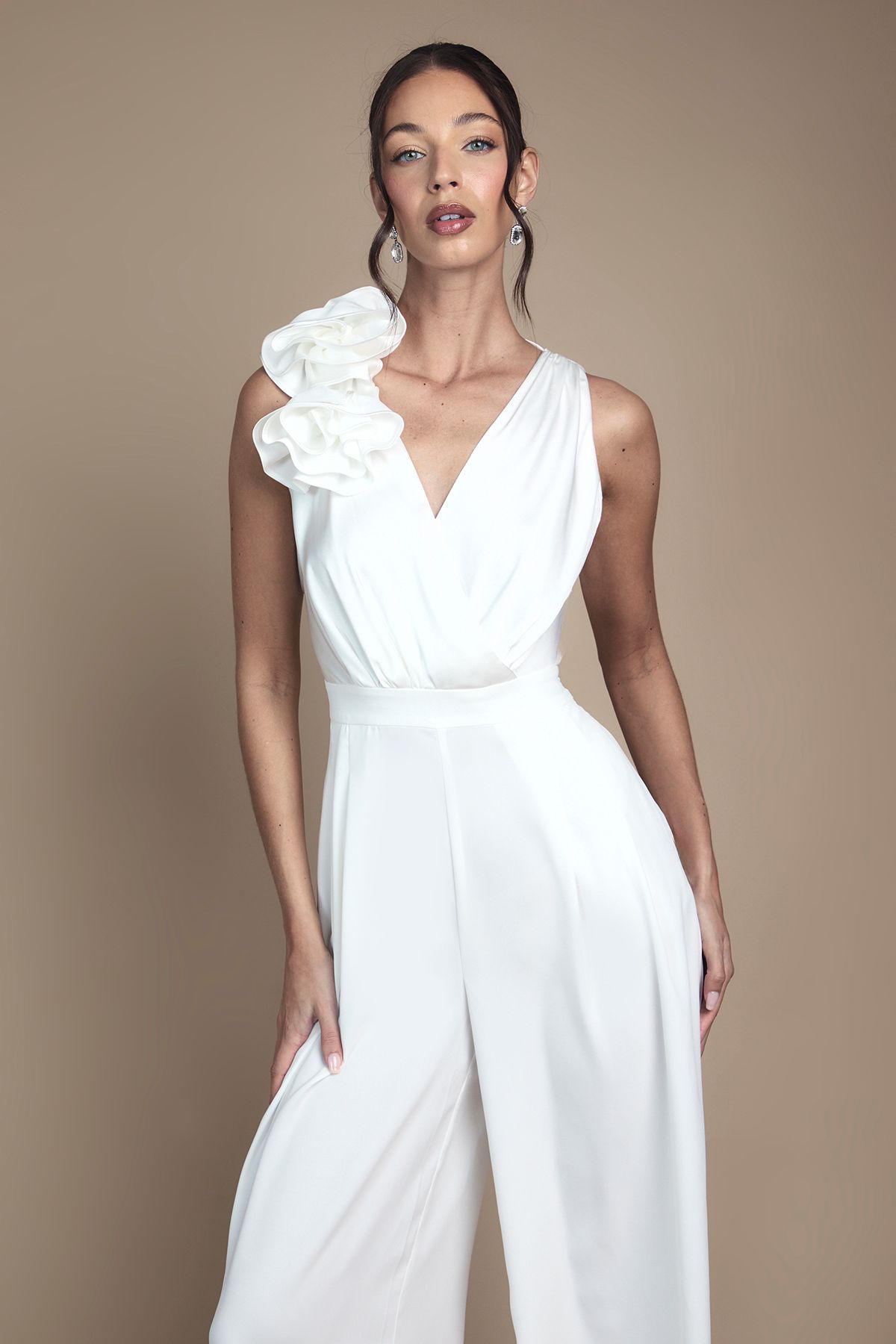 Coast Corsage Cowl Back Bridal Jumpsuit Ivory image 2