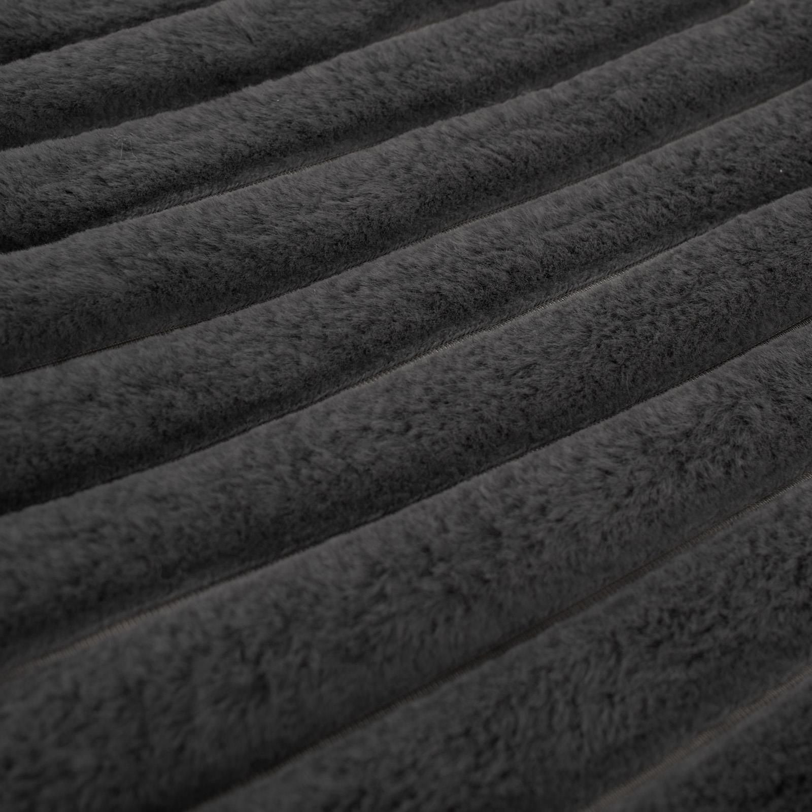 OHS Faux Fur Ribbed Fleece Throw Over Bed Blanket Winter Warm Supersoft image 2