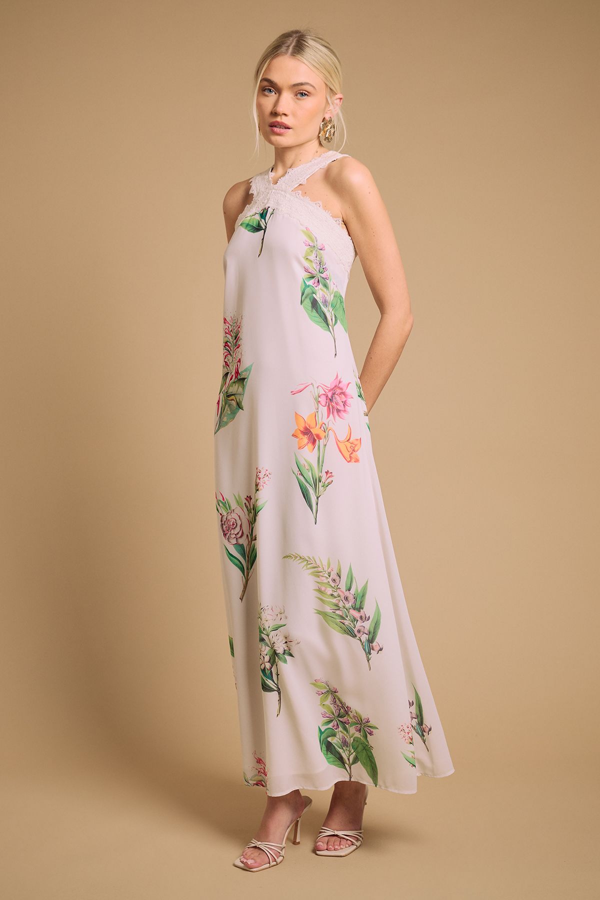 Oasis Halterneck Maxi Dress Ivory image 1