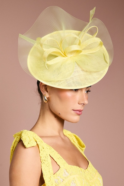 Coast Loop And Feather Disc Fascinator Yellow