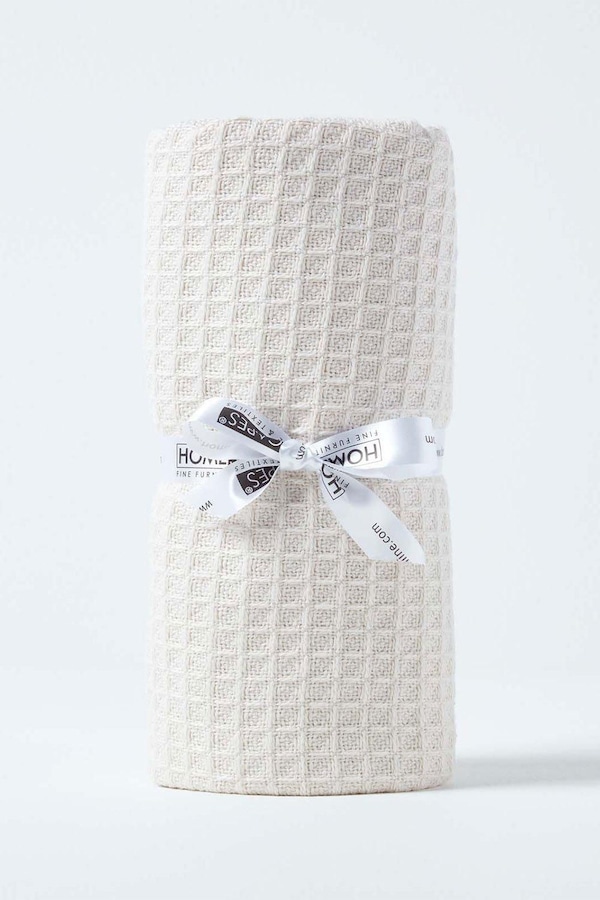 Homescapes Organic Cotton Waffle Baby Blanket