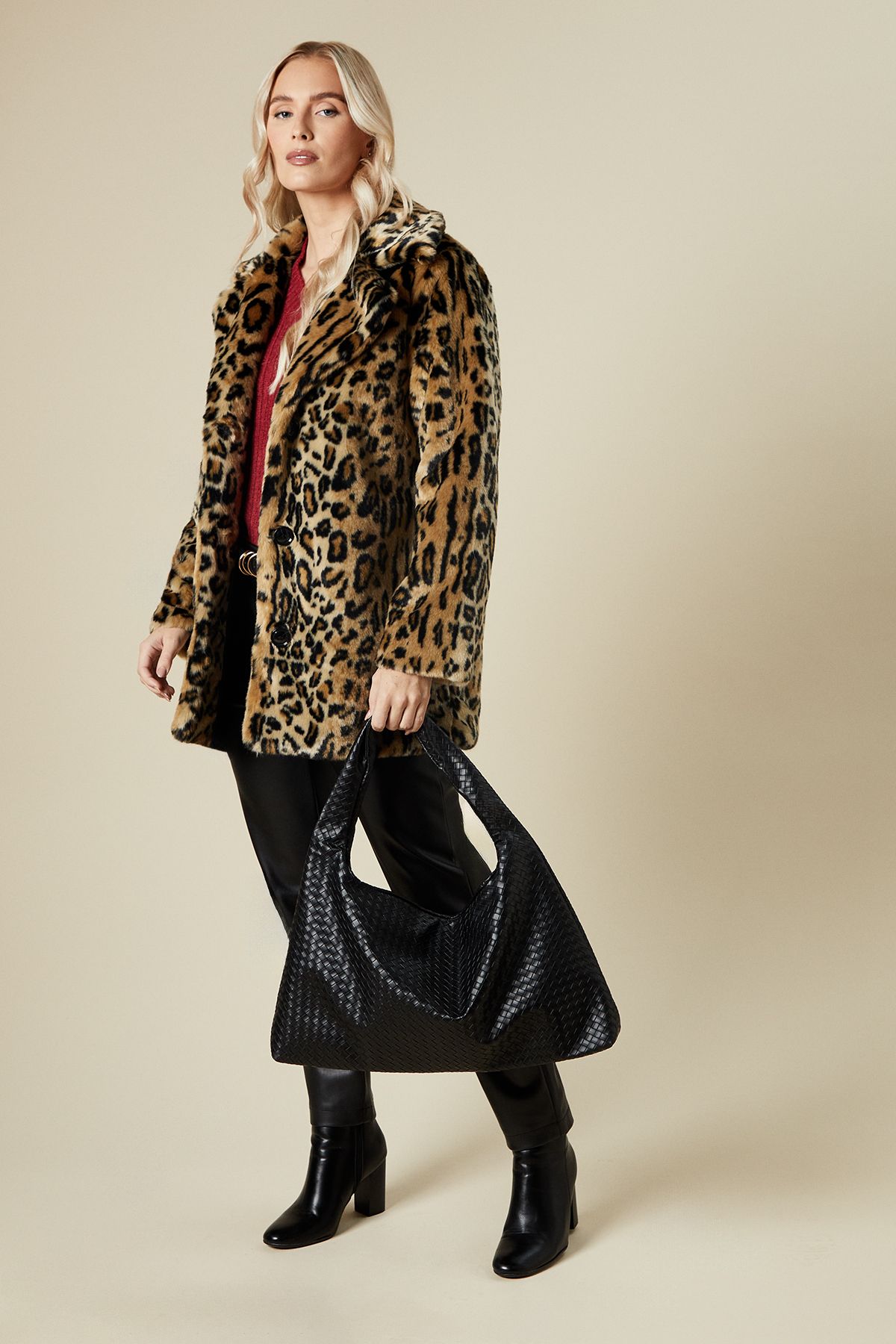 Dorothy Perkins Leopard Print Faux Fur Coat Leopard image 2