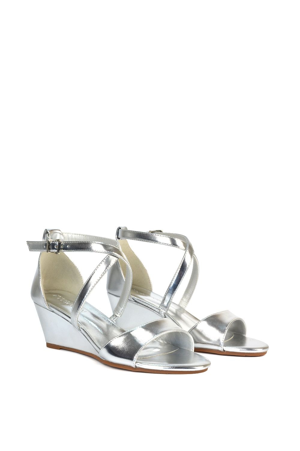 XY London 'Kylie' Strappy Mid Wedge Heel Shoes With Ankle Strap image 3