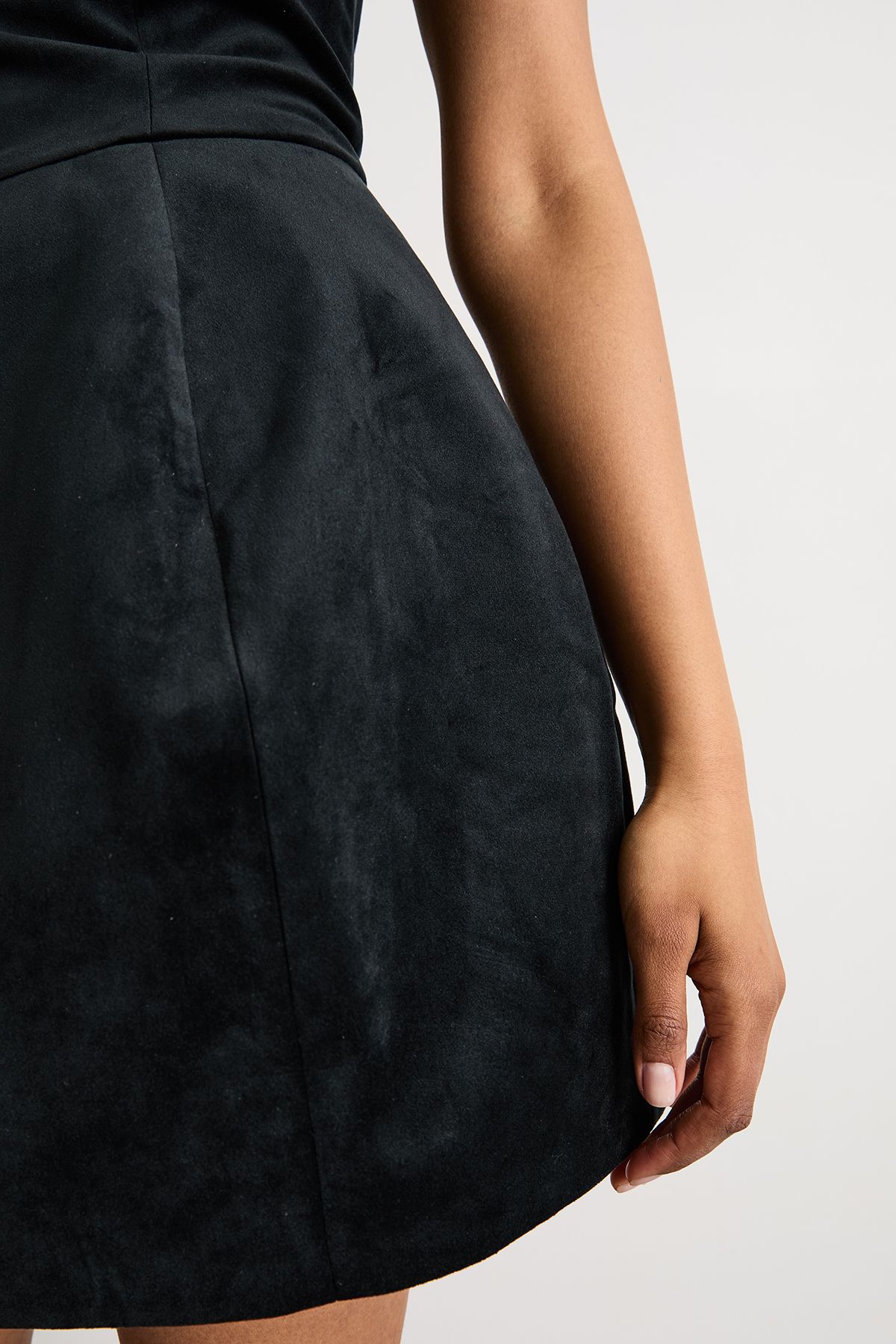 Warehouse Bonded Velvet Mini Bustier Dress Black image 4