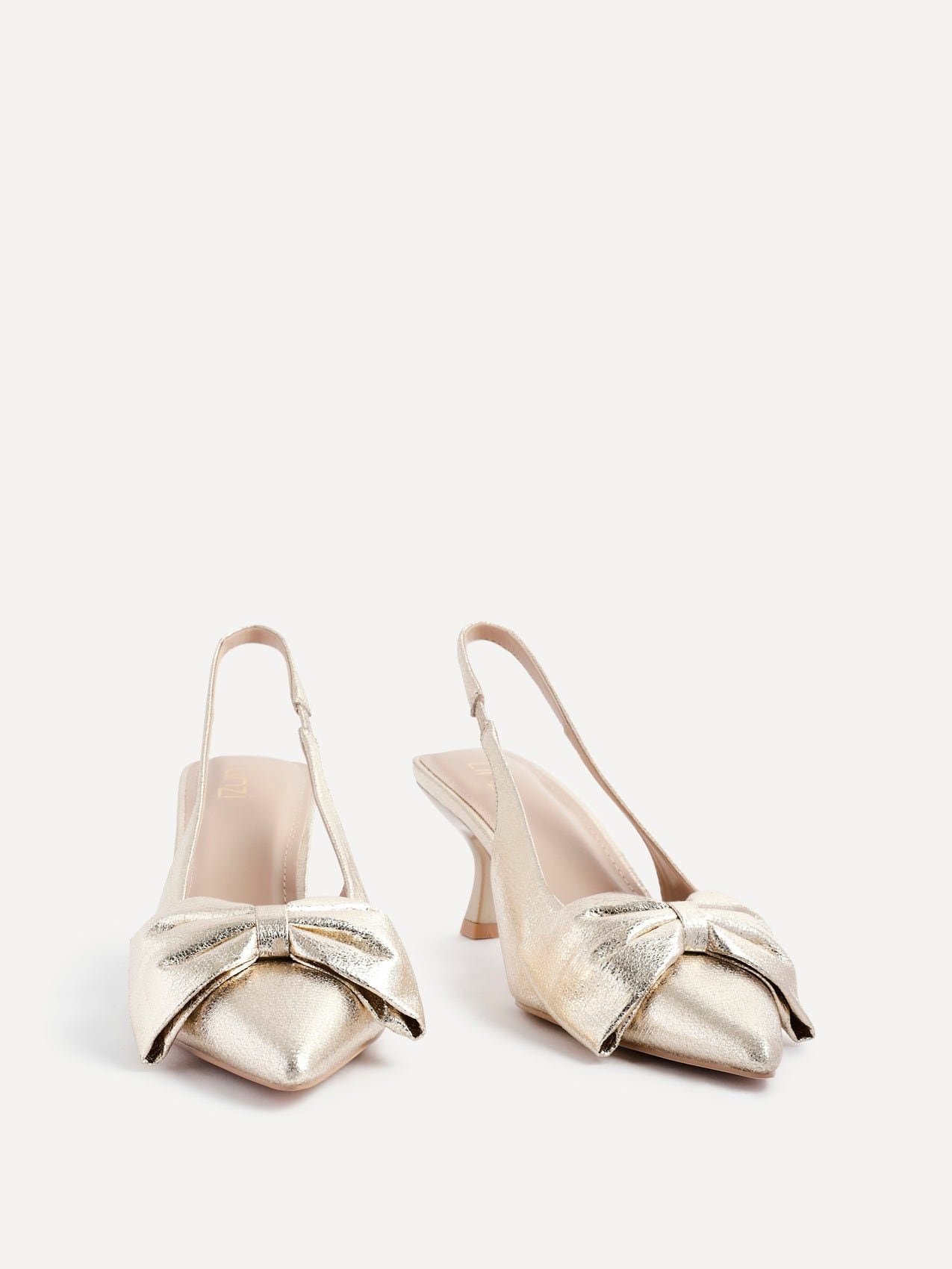 Linzi Merlot Gold Faux Leather Slingback Court Heels image 3