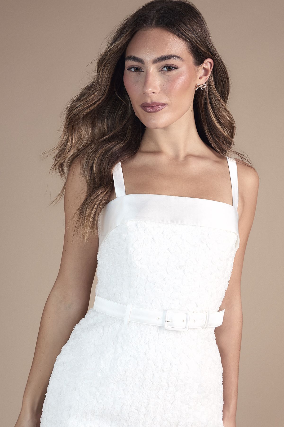 Coast Strappy Embellished Belted Mini Dress Ivory image 2