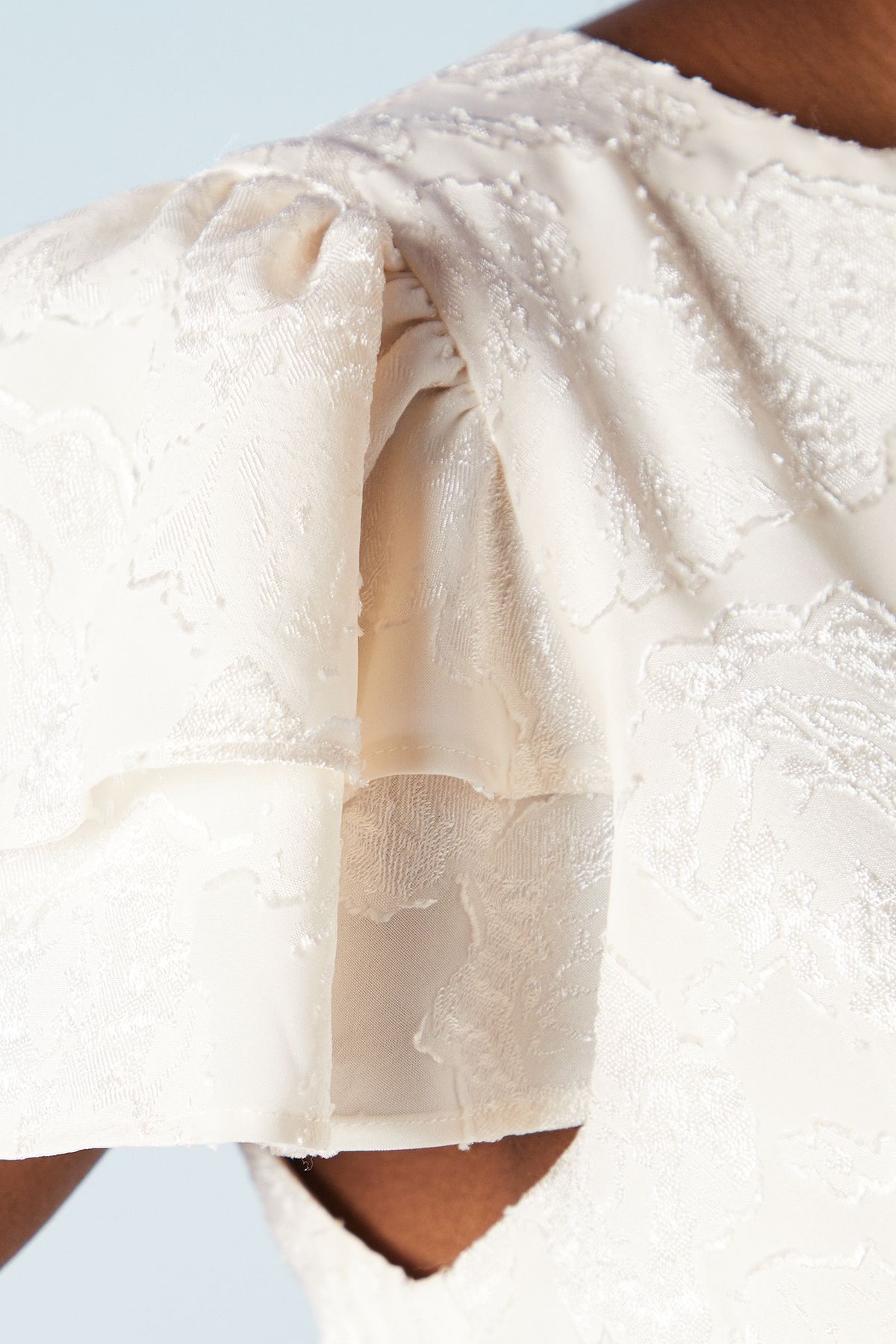 Oasis Satin Jacquard Flutter Sleeve Wedding Maxi Dress Ecru image 5