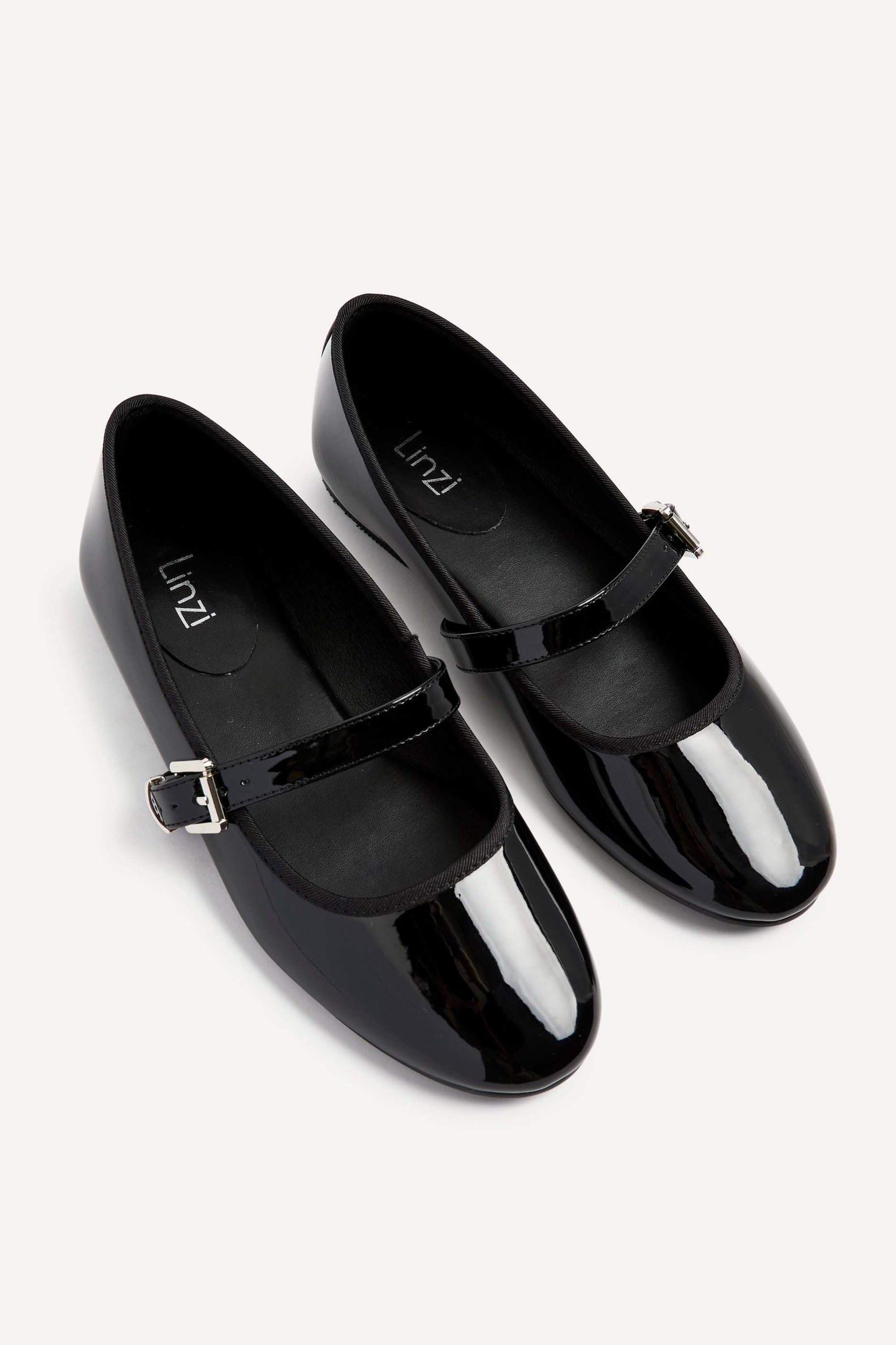 Linzi Odette Black Faux Patent Mary Jane Pumps image 5