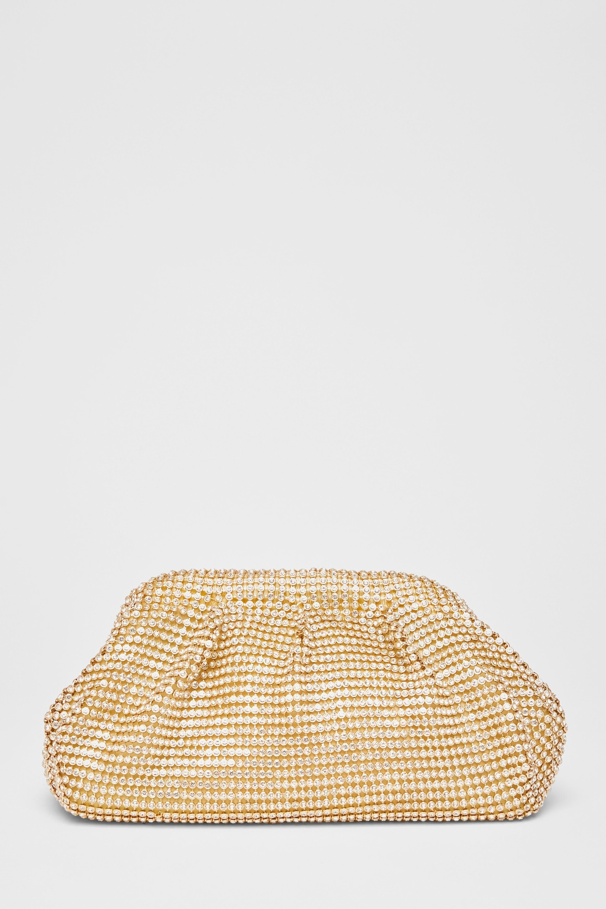 Quiz Gold Diamante Gathered Pouch Bag image 3