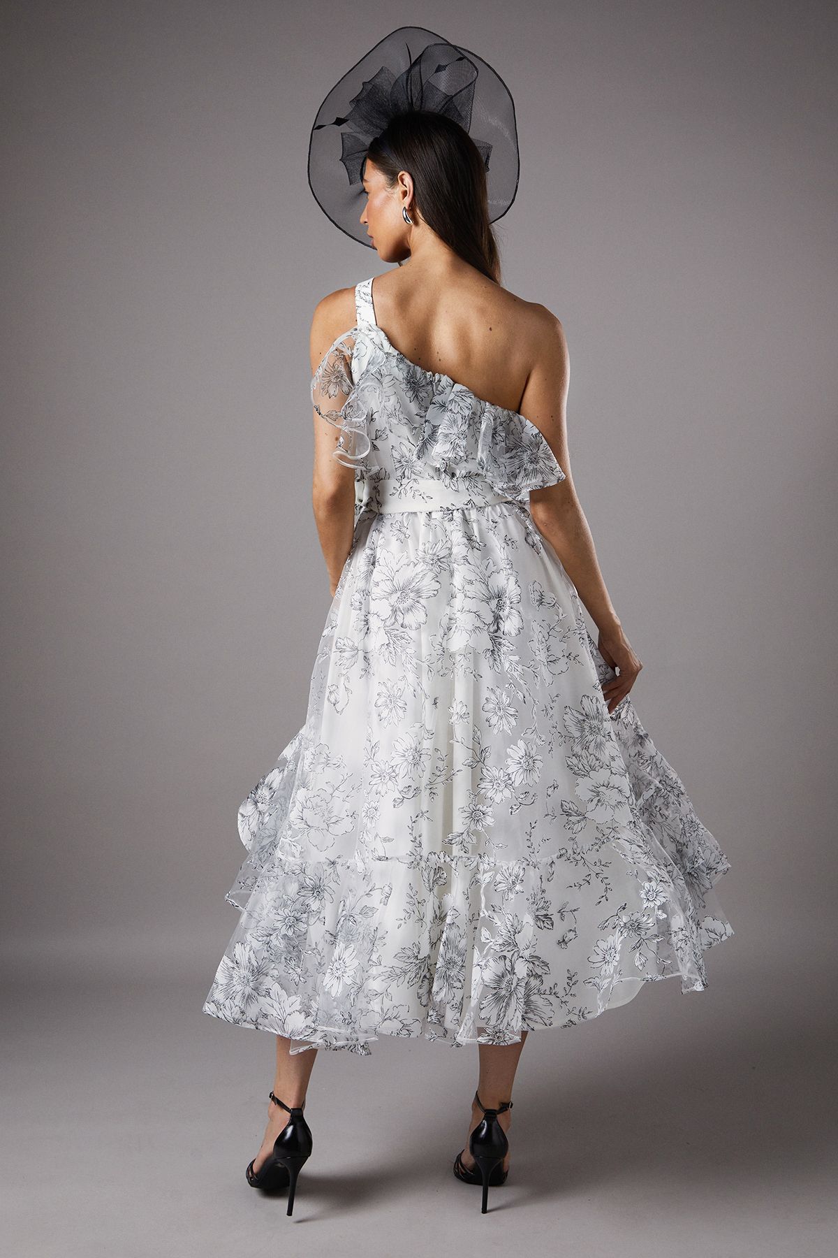 Coast Mono Races Printed Organza One Shoulder Dress Mono image 3