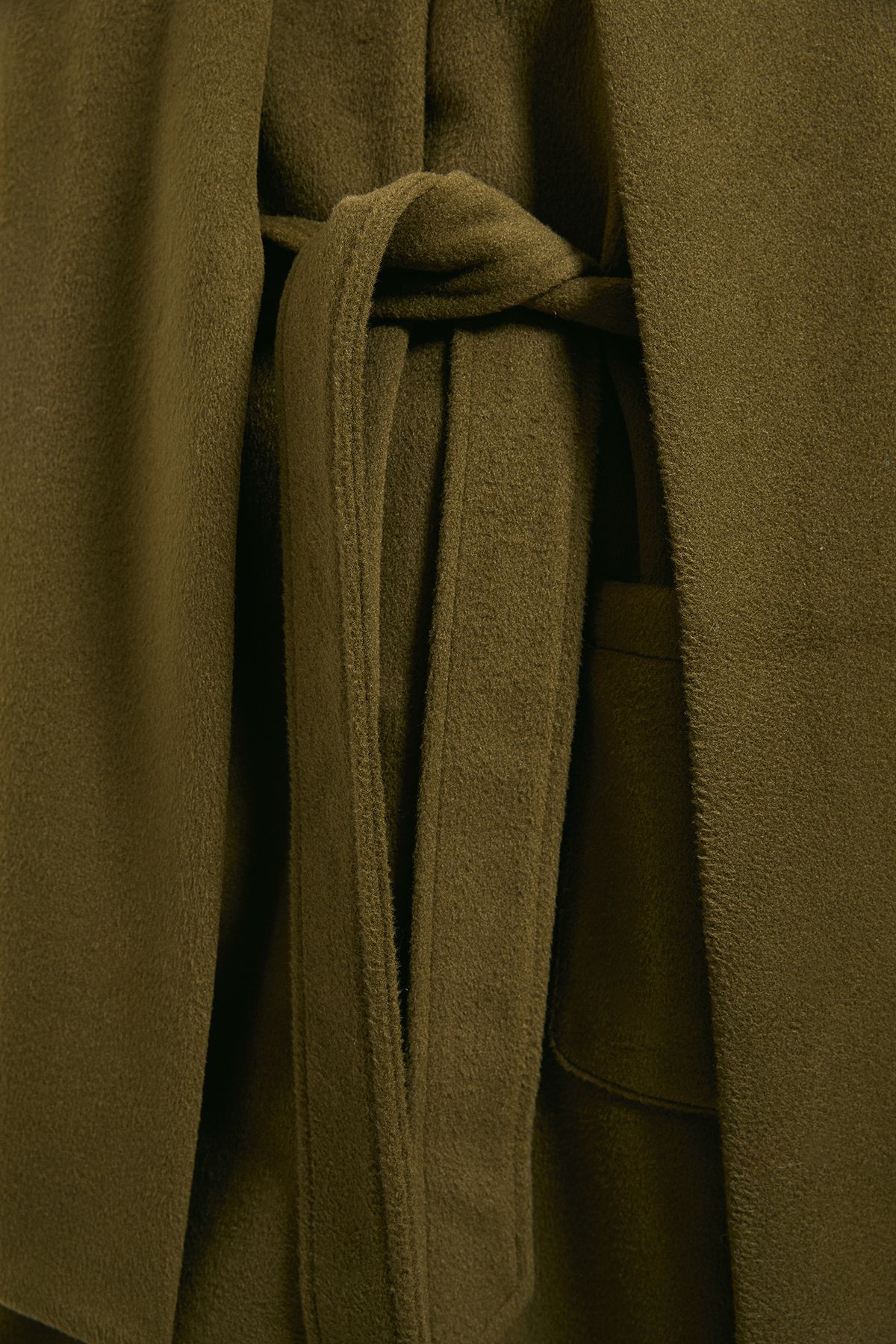 Dorothy Perkins Belted Round Neck Scarf Coat Olive image 5