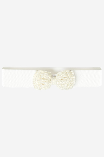 Quiz White Pearl Bow Stretch Belt