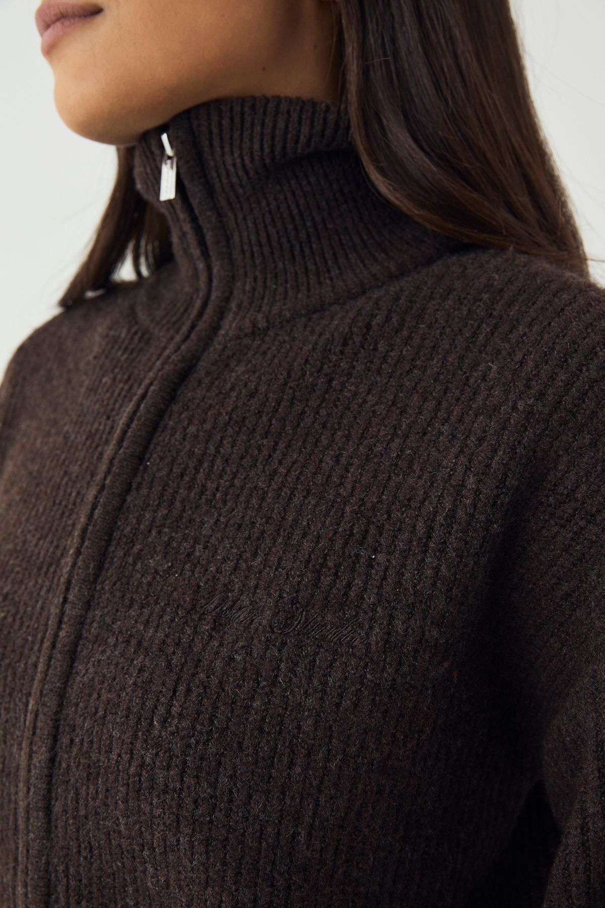 DSGN Studio DSGN Studio Double Zip Through Knitted Jumper Espresso image 4