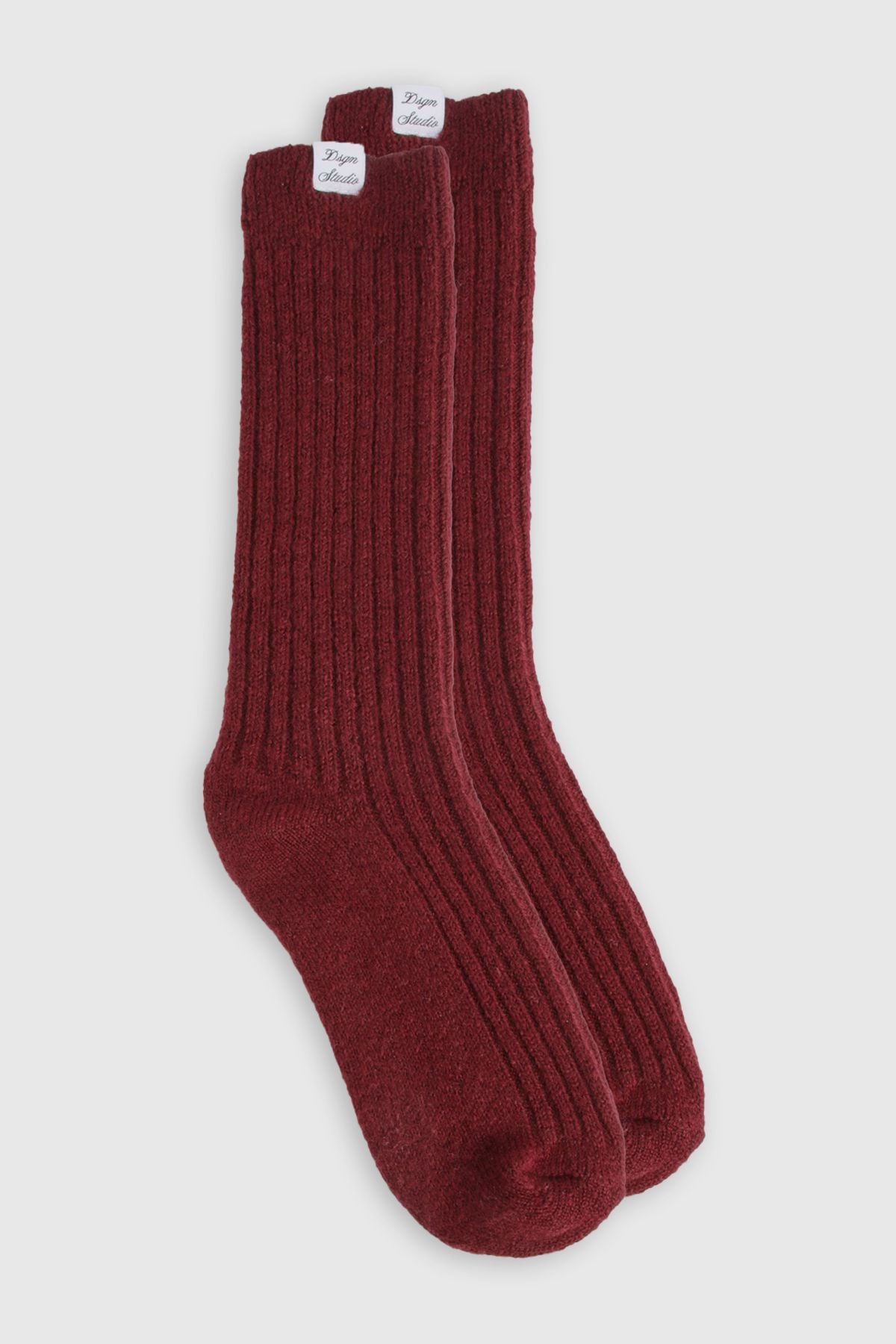DSGN Studio DSGN Studio Ribbed Cosy Socks Burgundy image 2