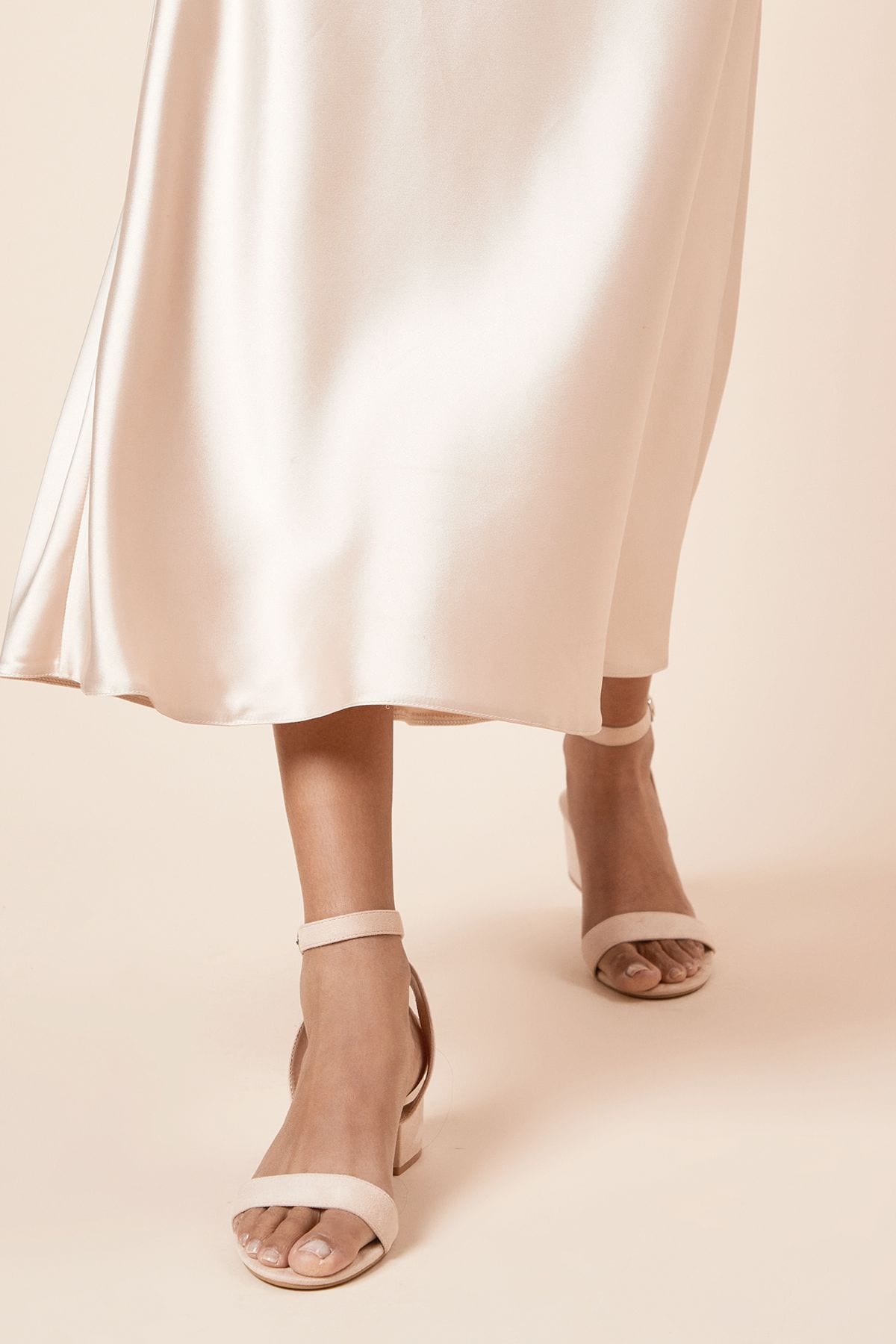 Dorothy Perkins Wide Fit Tommi Barely There Mid Block Heel Sandals Blush image 2