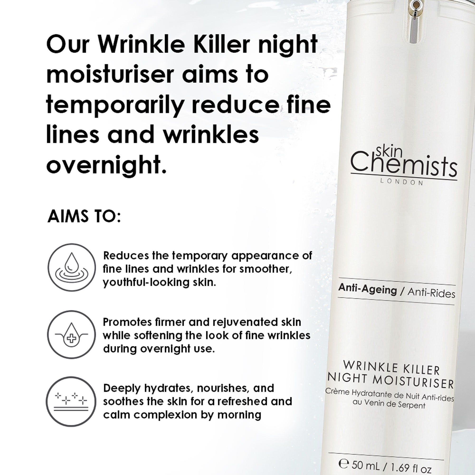 skinChemists professional Wrinkle Killer Anti-Ageing Night Moisturiser 50ml x 2 Duo Set image 4