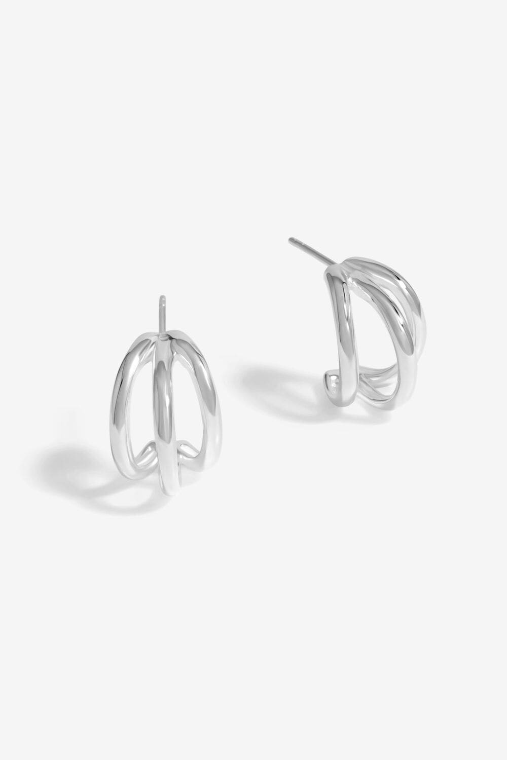 Simply Silver Sterling Silver 925 Polished Triple Row Hoop Earrings