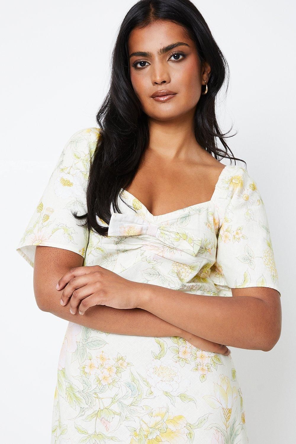 Oasis Floral Flutter Sleeve Midi Dress Multi image 2