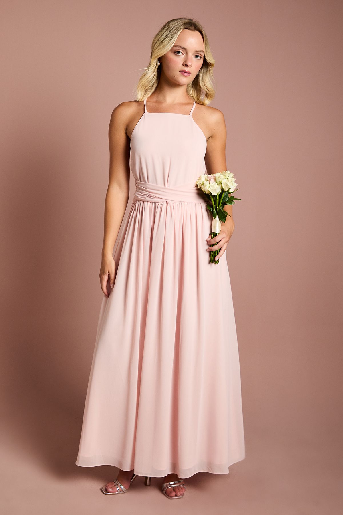 Coast Teen Coast Cross Front Detail Cami Bridesmaid Dress Blush image 1
