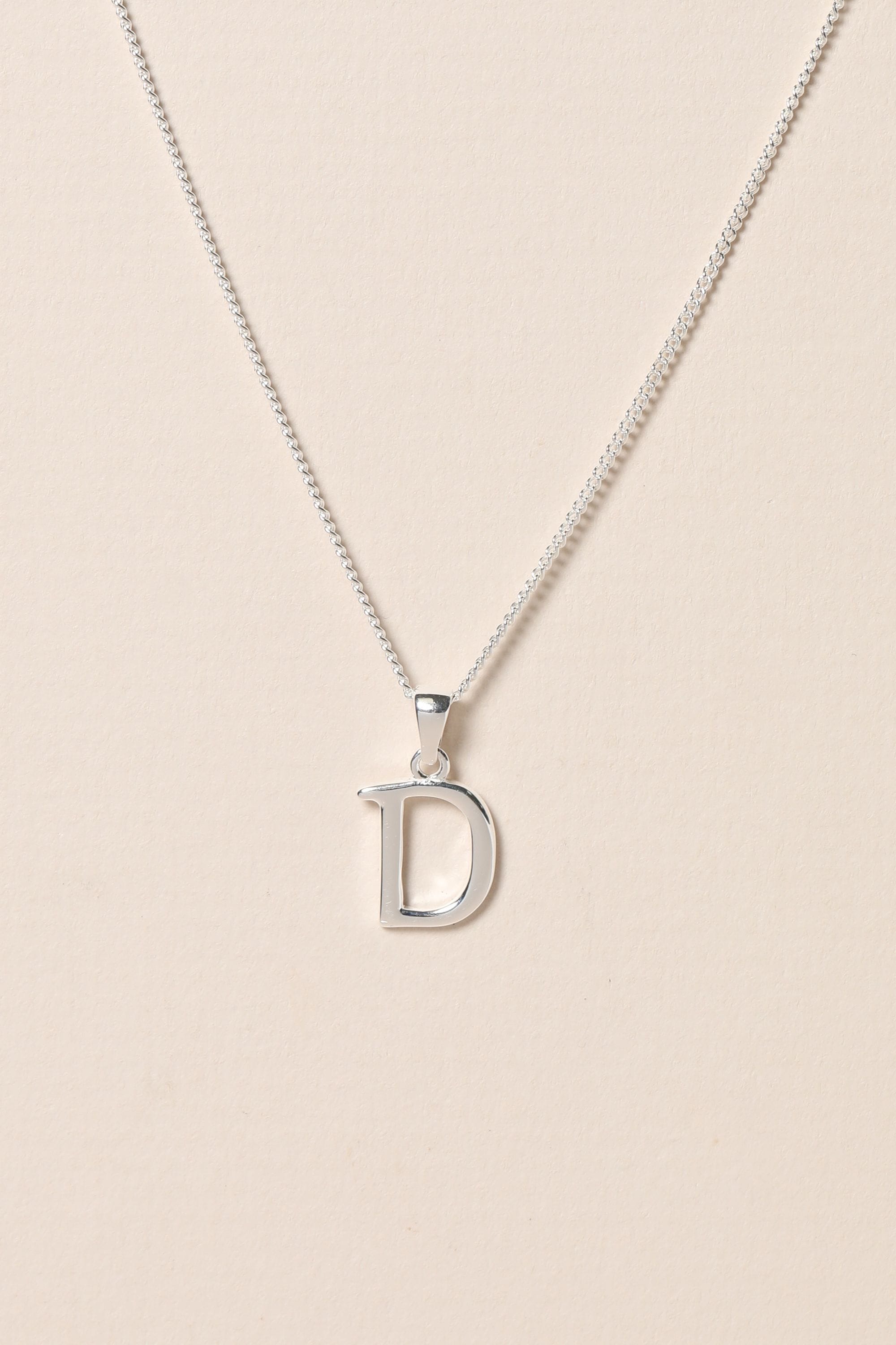 Simply Silver Sterling Silver 925 Initial Pendant - D image 2