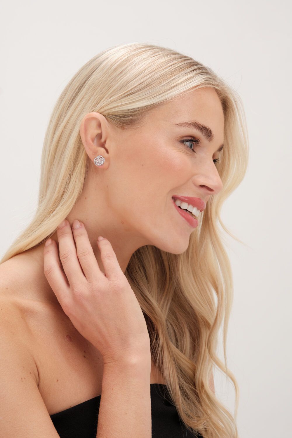 Jon Richard Rhodium Plated Cubic Zirconia Flower Stud Earrings image 2