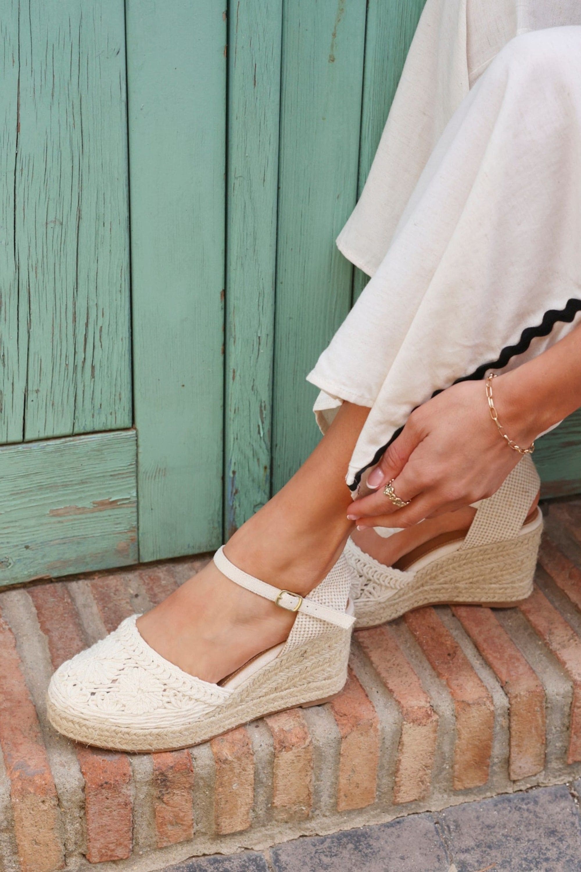 Linzi Mystic Beige Embroidered Closed-Toe Espadrille Wedge image 2