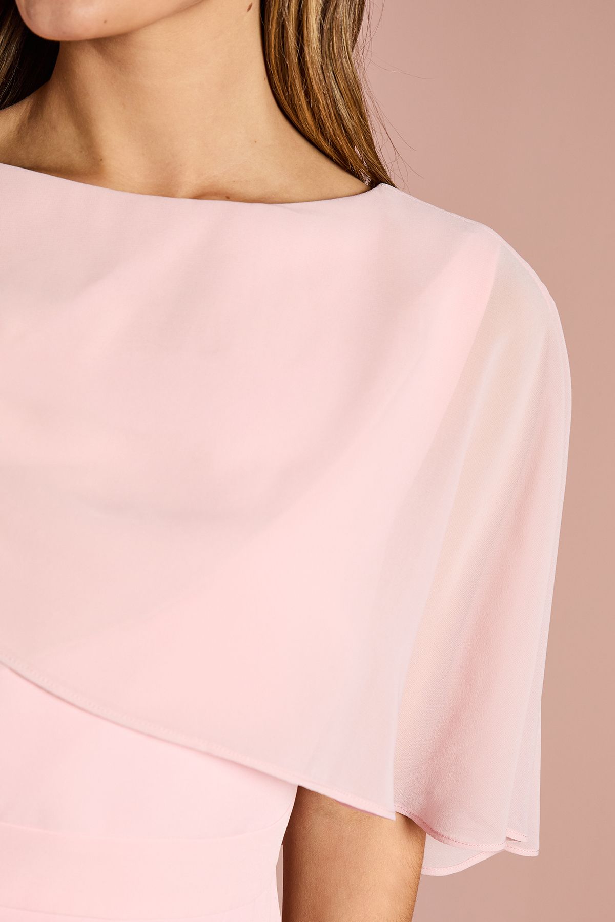 Coast Chiffon Cape Pencil Dress Blush image 4
