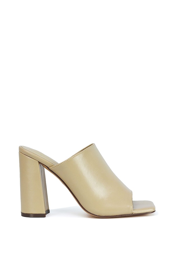 XY London 'Sunday' Square Toe Block High Heel Mule Peep Toe Sandals