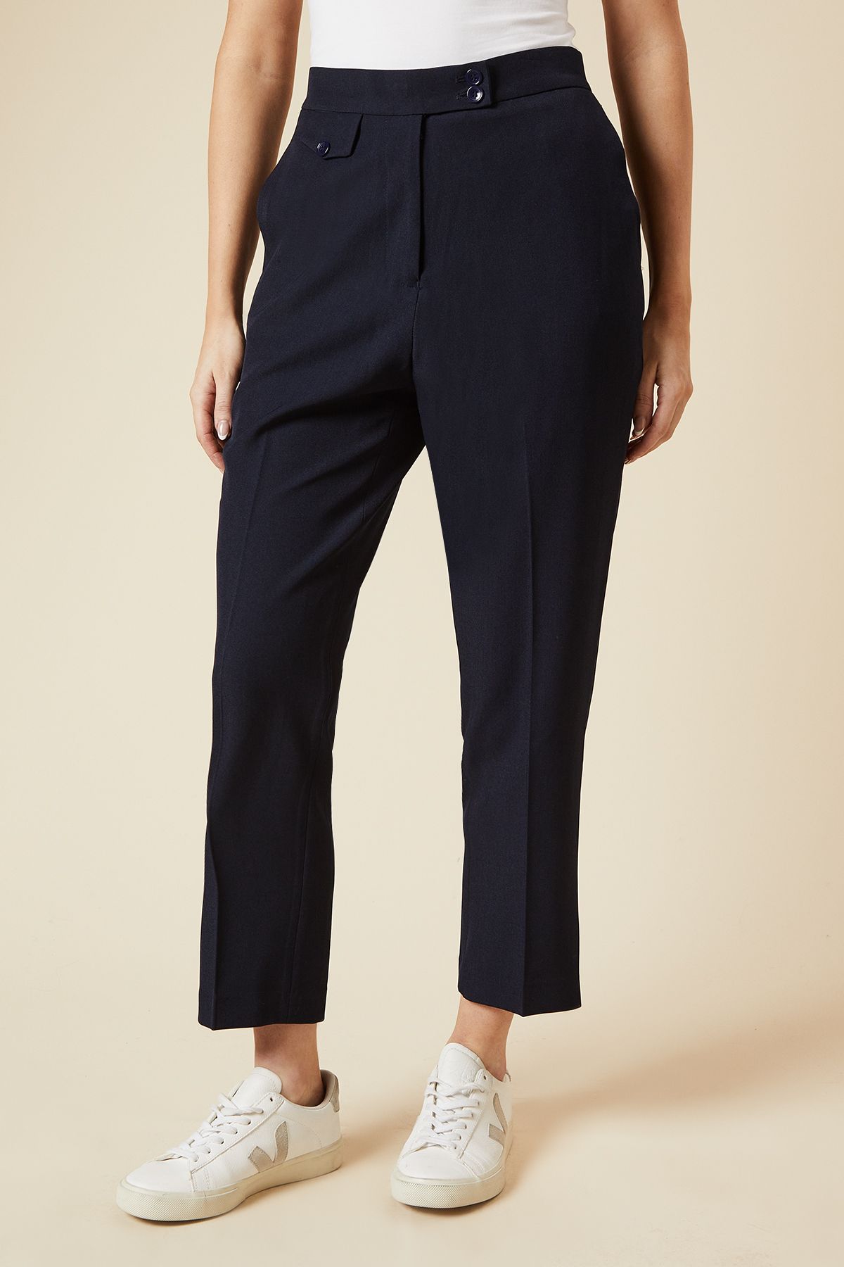 Dorothy Perkins Tab Detail Capri Trouser Navy image 2
