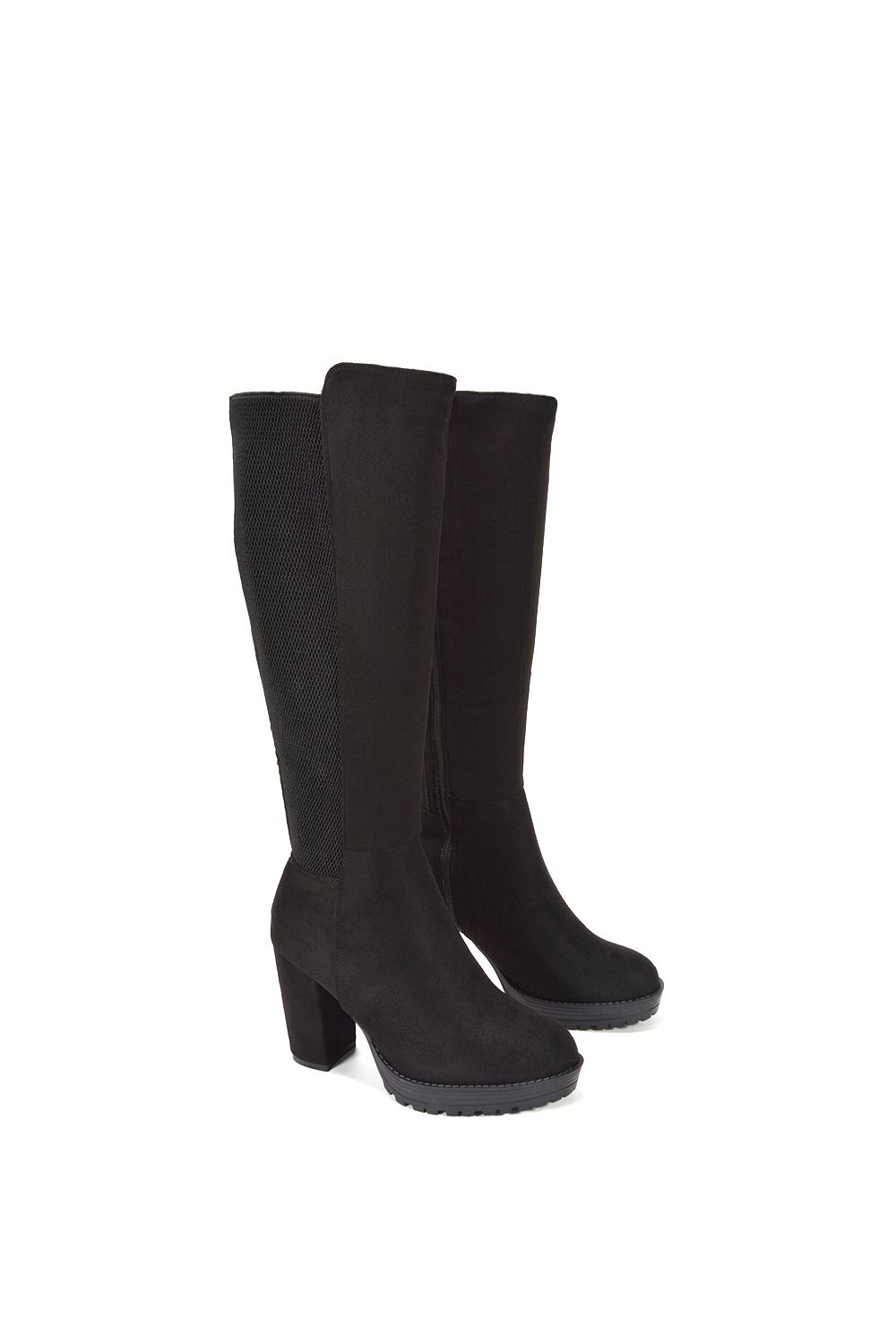 XY London 'Libby' Knee High Block High Heel Platform Elasticated Calf Boots image 6