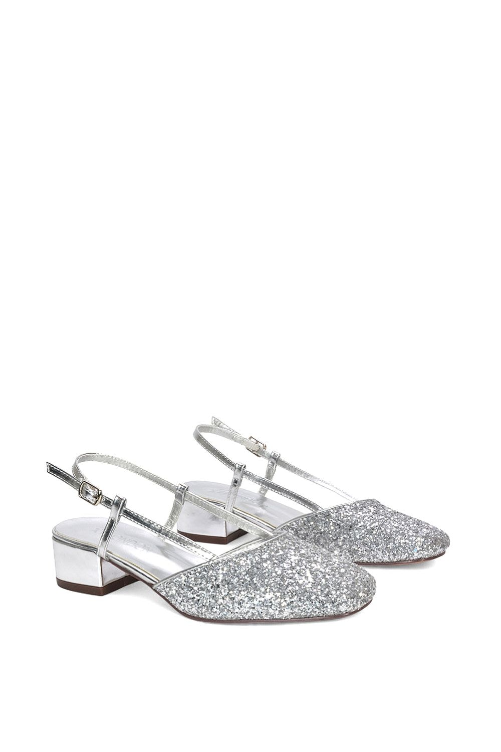 XY London 'Kira' Low Heel Court Shoes With Slingback and Buckle image 3