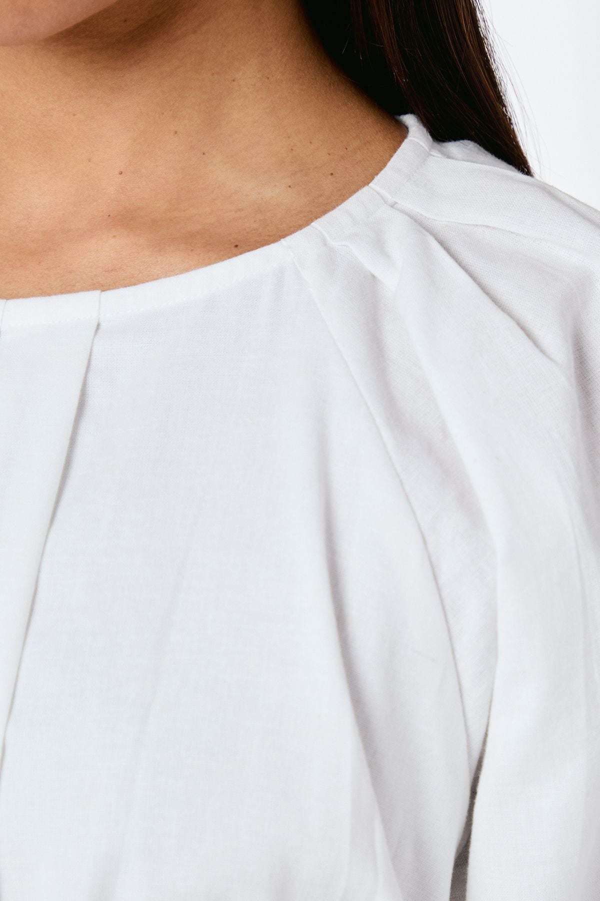 Principles Puff Sleeve Waistband Detail Midi Dress White image 5