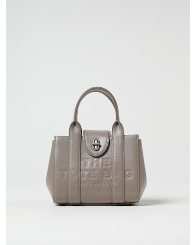 Marc Jacobs Mini Tote Bag Embossed Logo Wo - Grey Clutch Bags